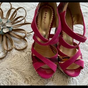 Bamboo Strappy Wedges Size 7